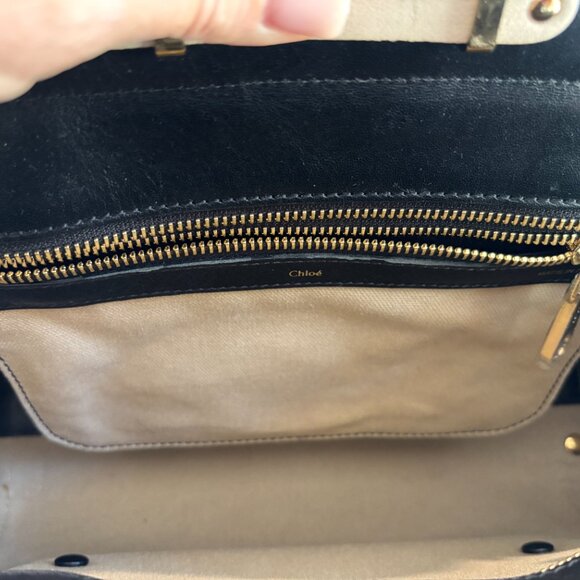 CHLOE  Calfskin Medium Alice Satchel Husky White and Black - Picture 15 of 15